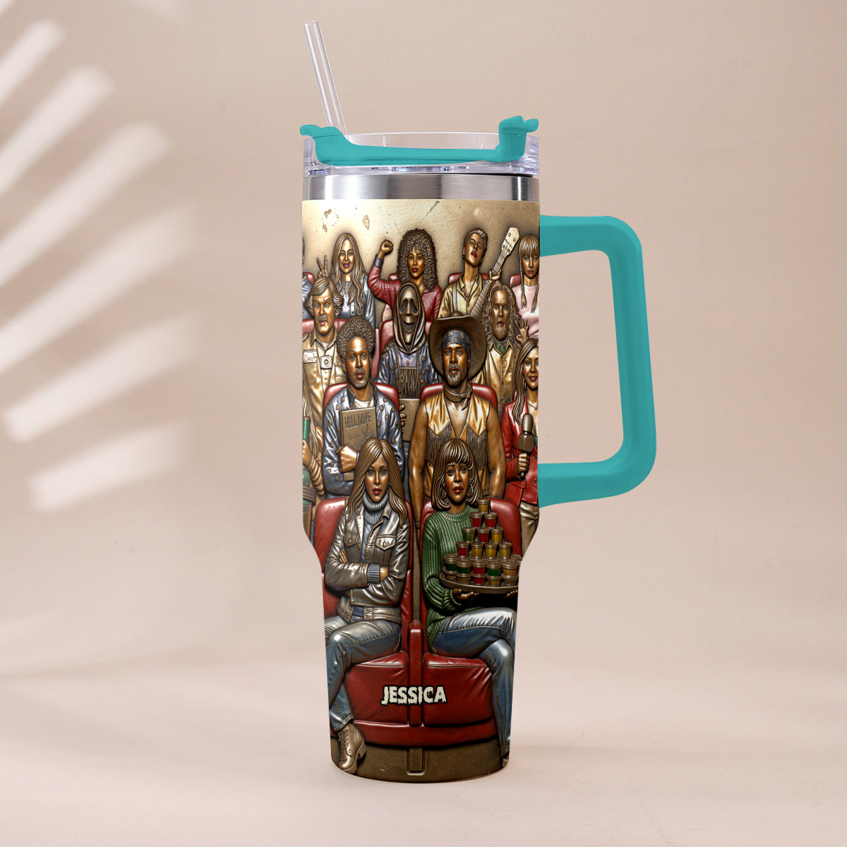 Watching Scary Movie Tumbler - Personalized Horror Movie Tumbler With Plush Charm