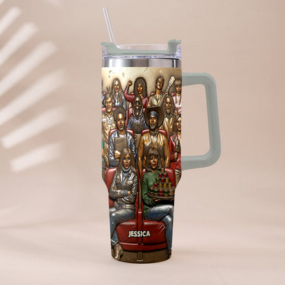 Watching Scary Movie Tumbler - Personalized Horror Movie Tumbler With Plush Charm