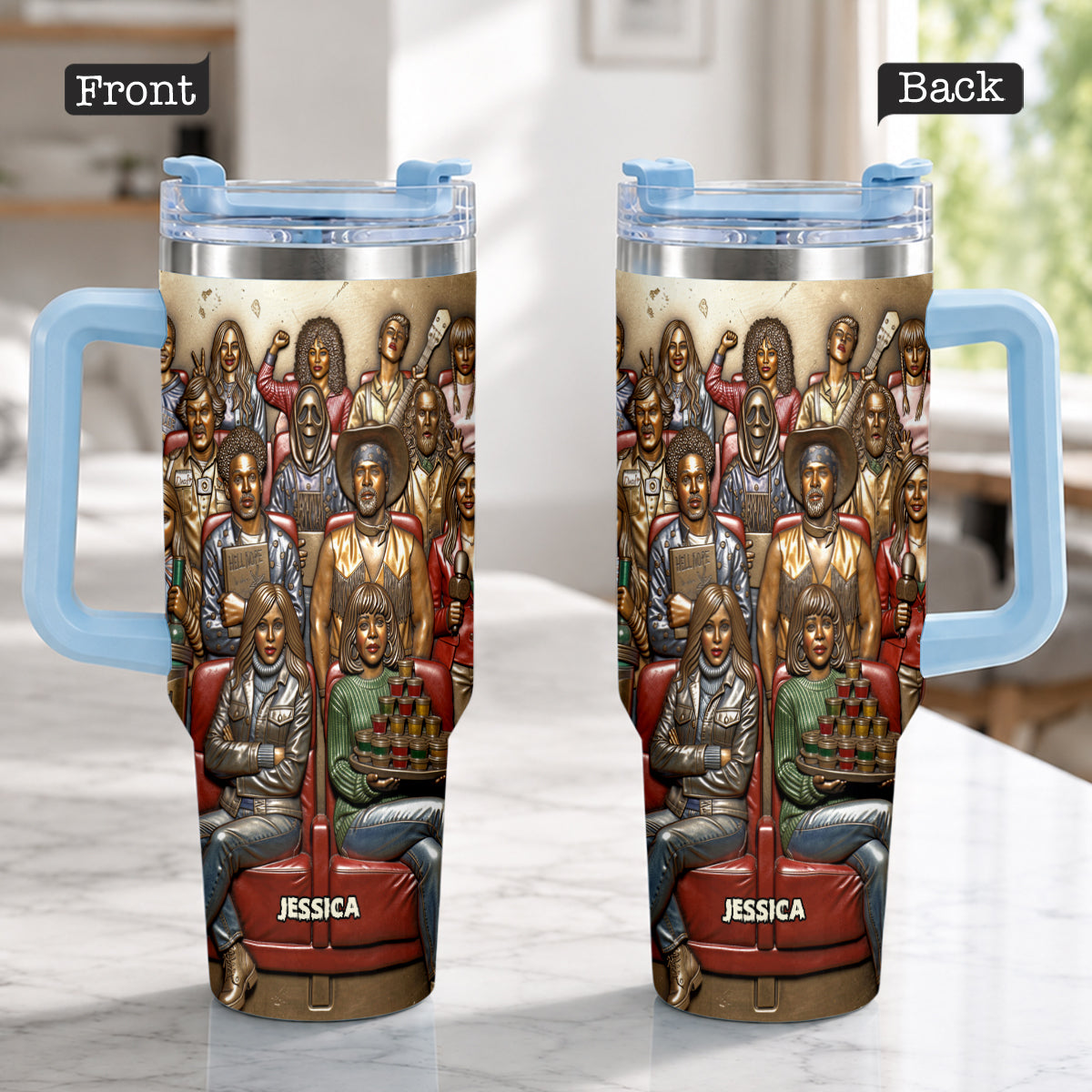 Watching Scary Movie Tumbler - Personalized Horror Movie Tumbler With Plush Charm