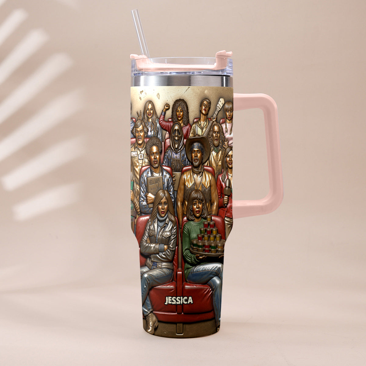 Watching Scary Movie Tumbler - Personalized Horror Movie Tumbler With Plush Charm