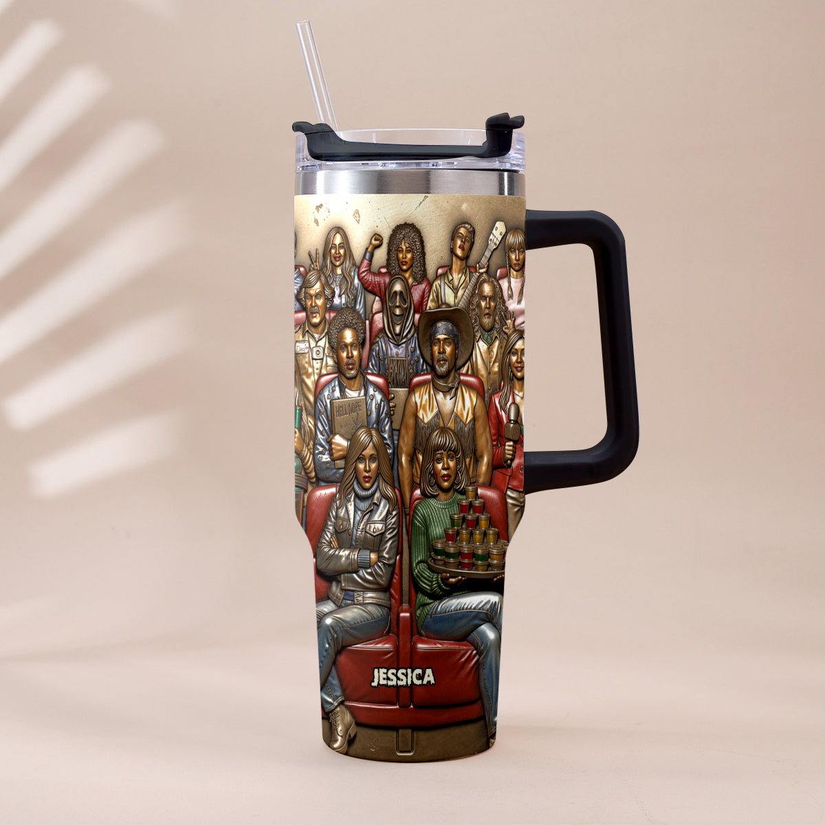 Watching Scary Movie Tumbler - Personalized Horror Movie Tumbler With Plush Charm