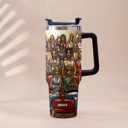 Watching Scary Movie Tumbler - Personalized Horror Movie Tumbler With Plush Charm