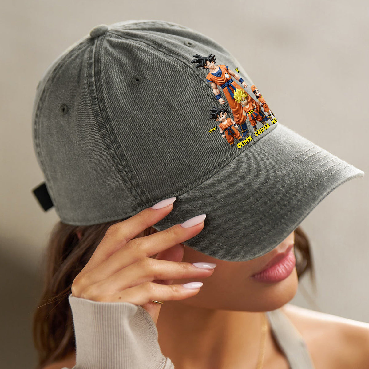 Super Dad - Personalized Seven Balls Washed Denim Cap