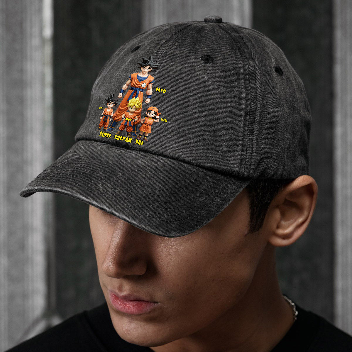 Super Dad - Personalized Seven Balls Washed Denim Cap