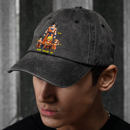 Super Dad - Personalized Seven Balls Washed Denim Cap