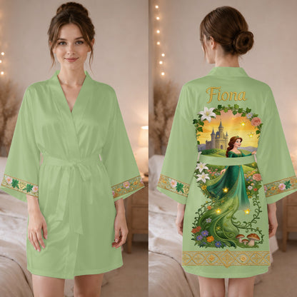 The Swamp King & Queen - Personalized Green Monster Satin Robe