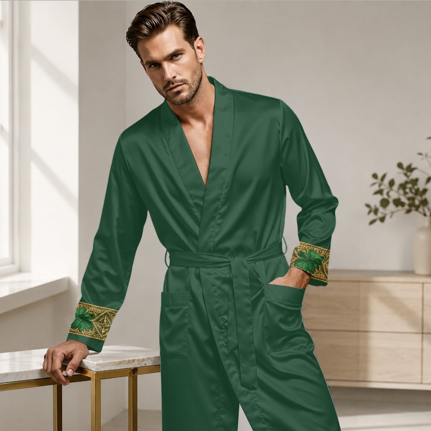The Swamp King & Queen - Personalized Green Monster Satin Robe