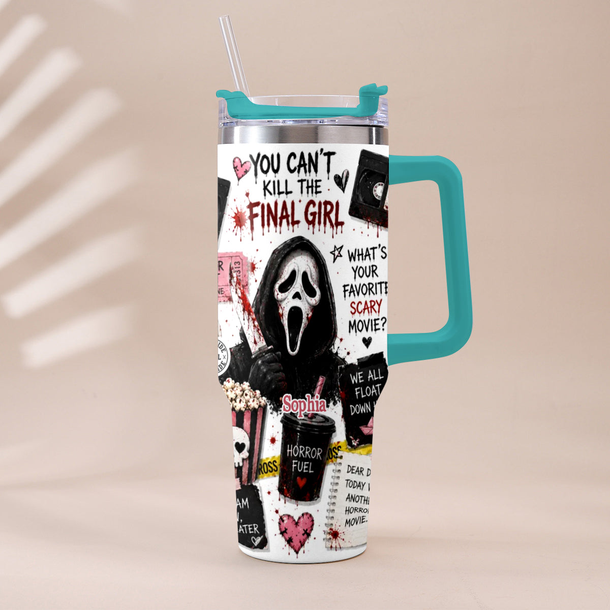 Horror Movie Fans - Personalized Horror Character Tumbler With Plush Charm