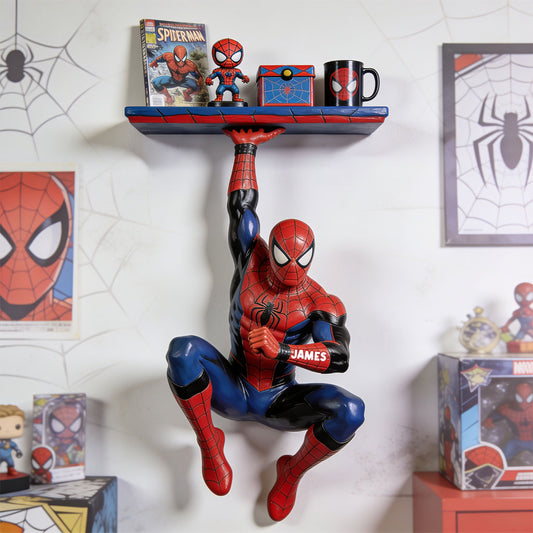 Friendly Neighborhood - Personalized Spider Wooden Floating Shelf