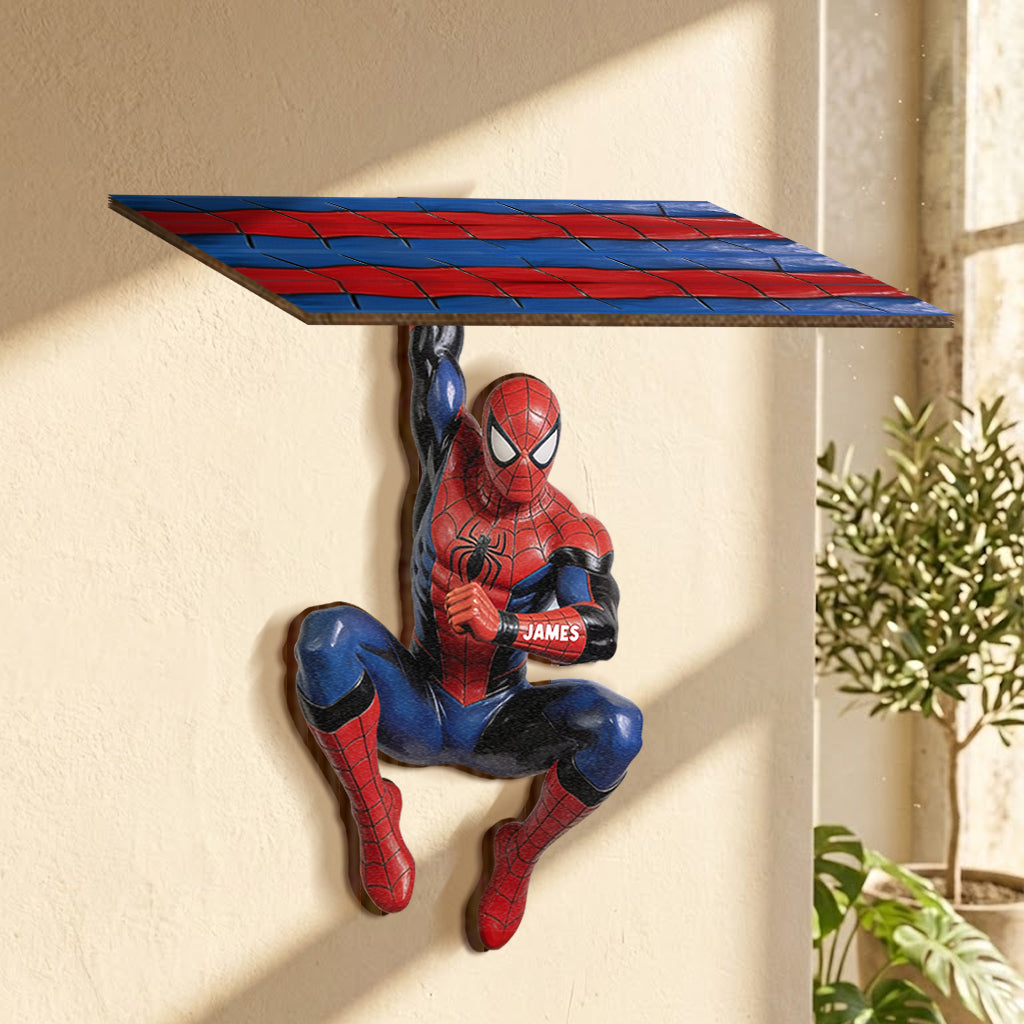 Friendly Neighborhood - Personalized Spider Wooden Floating Shelf