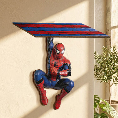 Friendly Neighborhood - Personalized Spider Wooden Floating Shelf