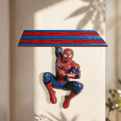 Friendly Neighborhood - Personalized Spider Wooden Floating Shelf