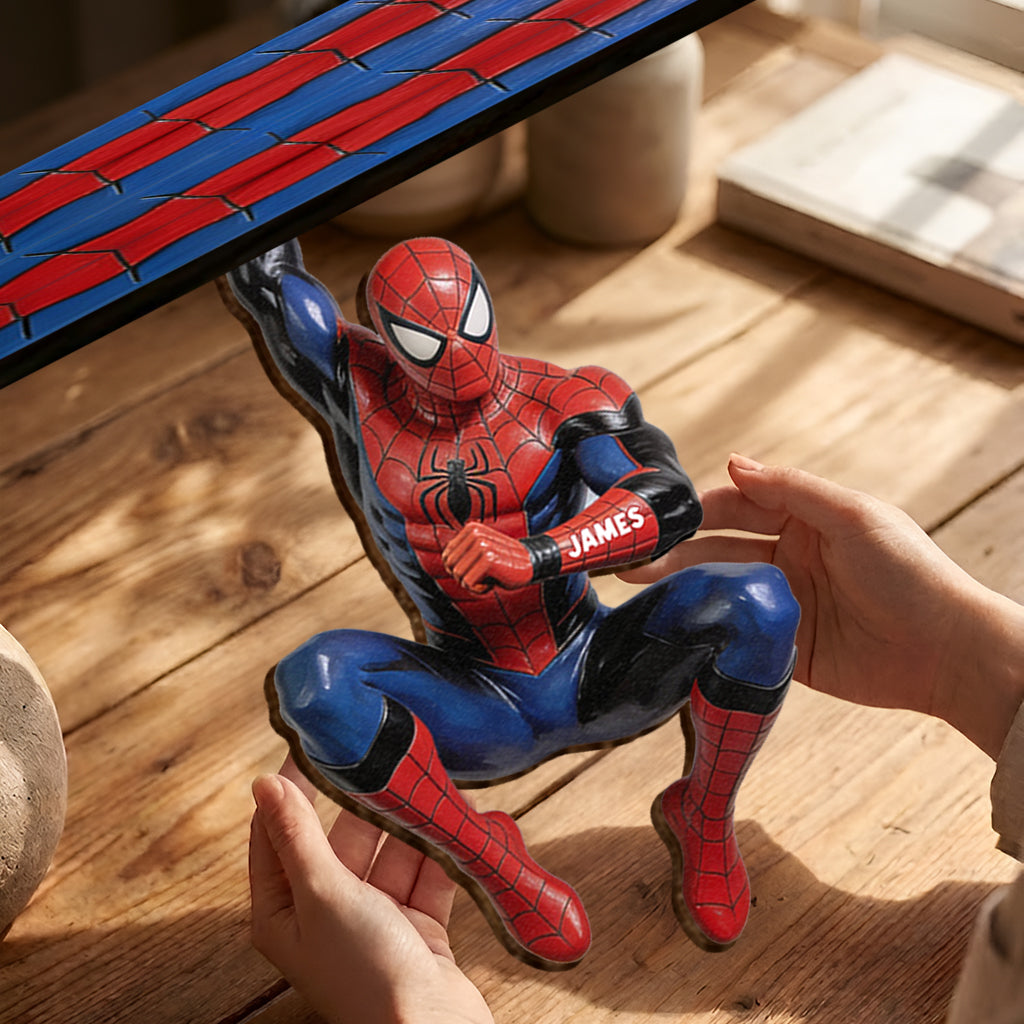 Friendly Neighborhood - Personalized Spider Wooden Floating Shelf