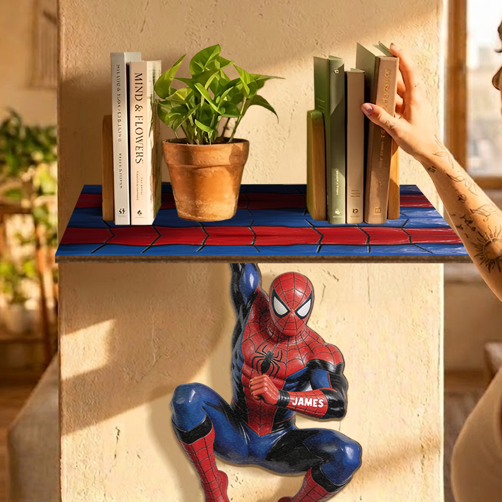 Friendly Neighborhood - Personalized Spider Wooden Floating Shelf