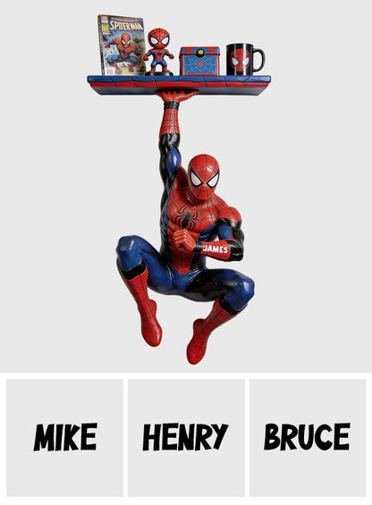 Friendly Neighborhood - Personalized Spider Wooden Floating Shelf