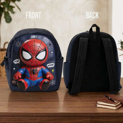 Little Hero Adventure - Personalized Spider Changeable Leather Patch Backpack
