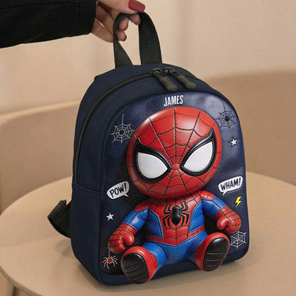 Little Hero Adventure - Personalized Spider Changeable Leather Patch Backpack