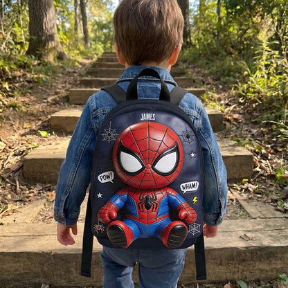 Little Hero Adventure - Personalized Spider Changeable Leather Patch Backpack
