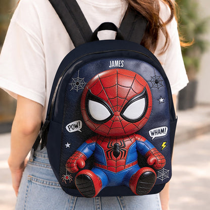 Little Hero Adventure - Personalized Spider Changeable Leather Patch Backpack