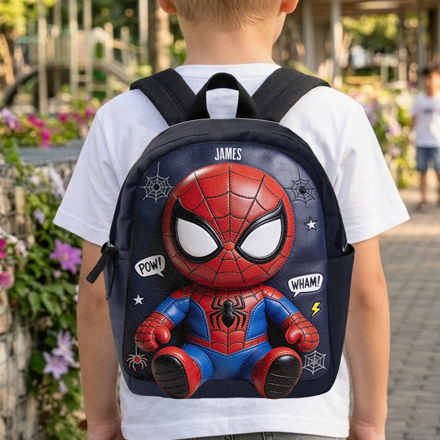 Little Hero Adventure - Personalized Spider Changeable Leather Patch Backpack
