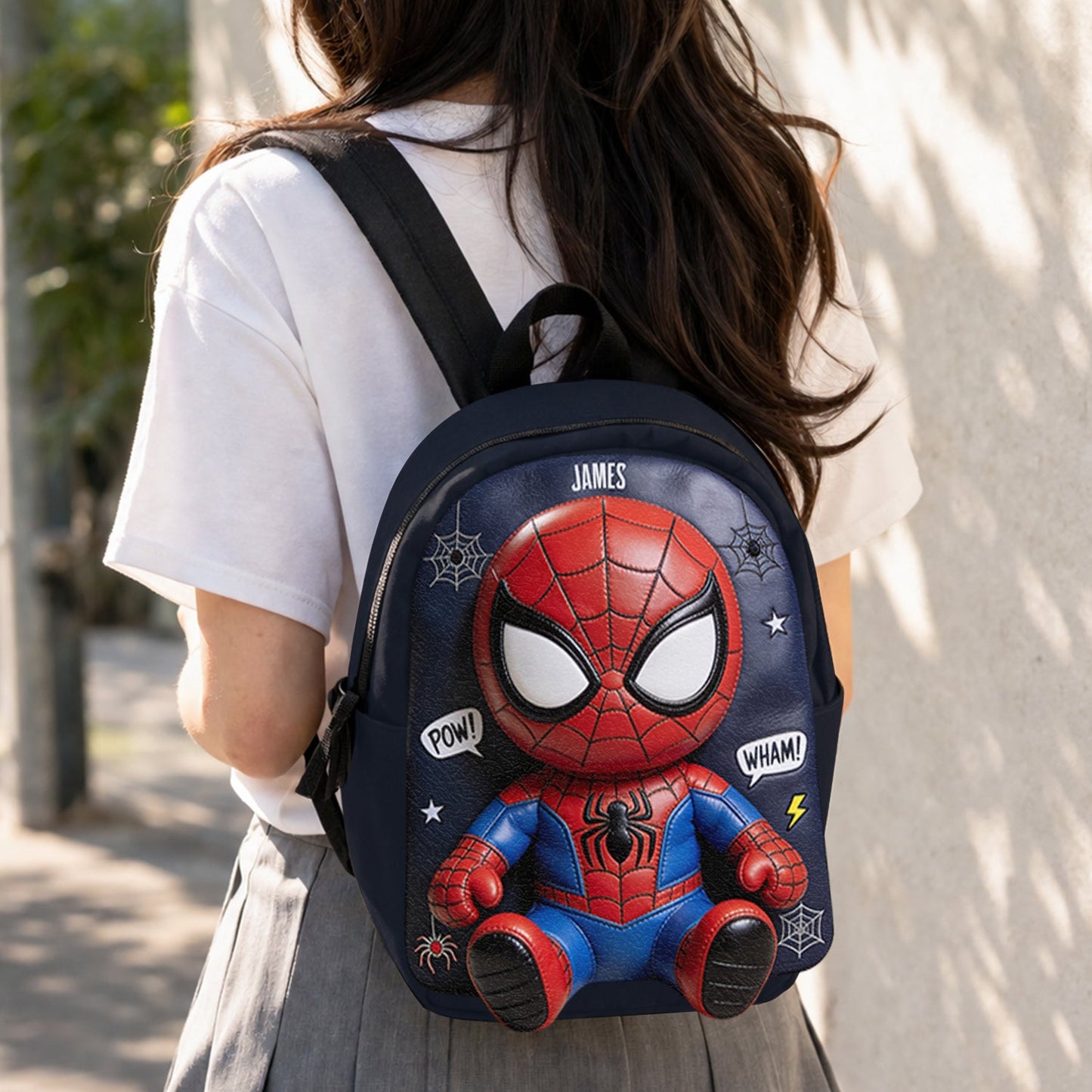 Little Hero Adventure - Personalized Spider Changeable Leather Patch Backpack