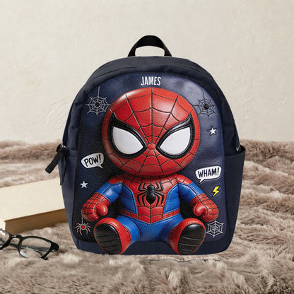 Little Hero Adventure - Personalized Spider Changeable Leather Patch Backpack
