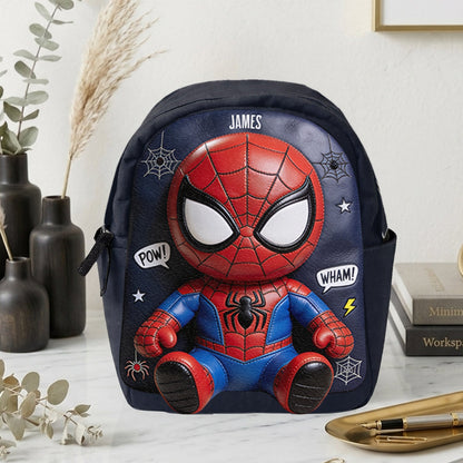 Little Hero Adventure - Personalized Spider Changeable Leather Patch Backpack