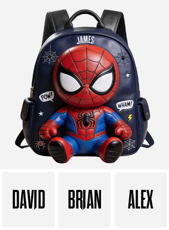 Little Hero Adventure - Personalized Spider Changeable Leather Patch Backpack