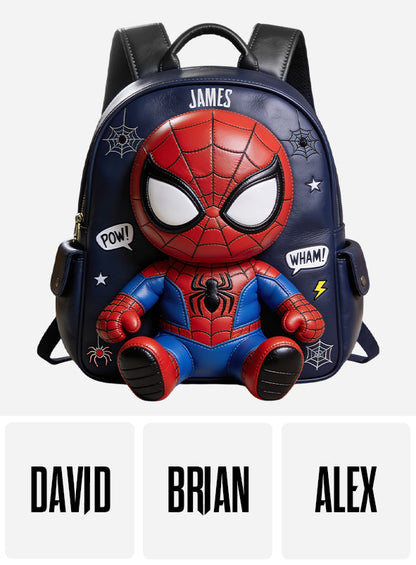 Little Hero Adventure - Personalized Spider Changeable Leather Patch Backpack