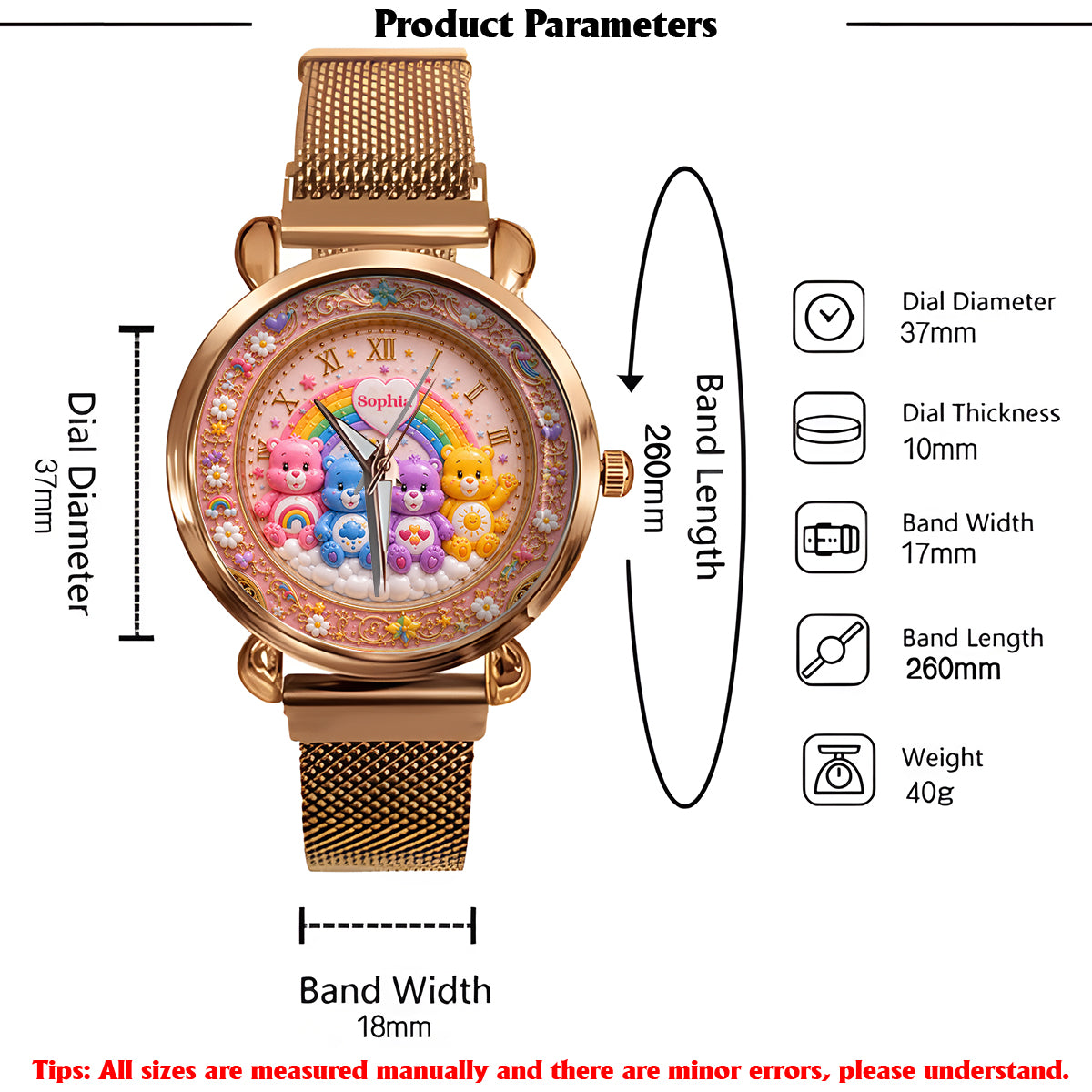 Cute Bears - Personalized Carebear Women Hand Watch