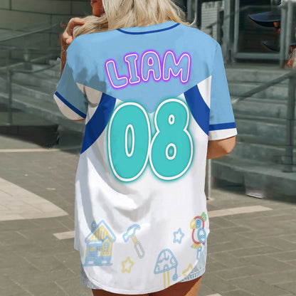 Cute Blue Dog - Personalized Blue Dog Baseball Jersey