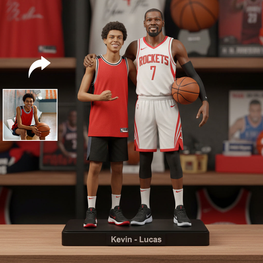 Standing Next To Legend - Custom From Any Photo - Personalized Basketball Custom Shaped Acrylic Plaque