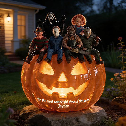 The Most Wonderful Time Of The Year - Personalized Horror Character Solar Acrylic Light