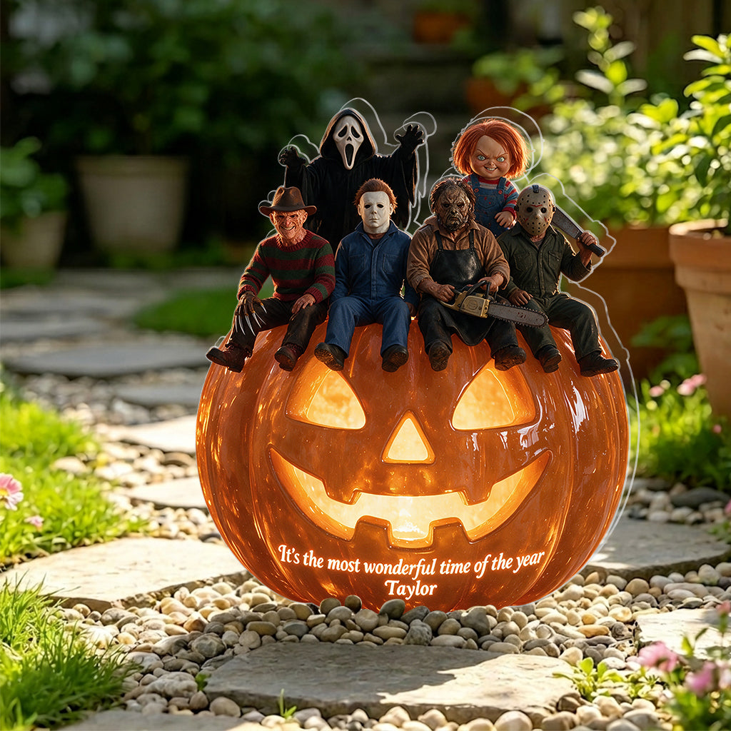 The Most Wonderful Time Of The Year - Personalized Horror Character Solar Acrylic Light