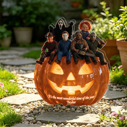 The Most Wonderful Time Of The Year - Personalized Horror Character Solar Acrylic Light