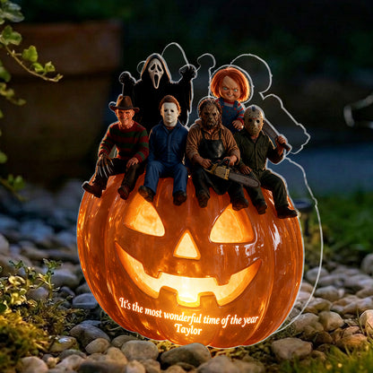The Most Wonderful Time Of The Year - Personalized Horror Character Solar Acrylic Light