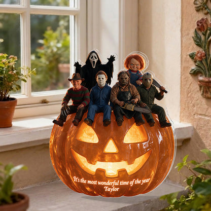 The Most Wonderful Time Of The Year - Personalized Horror Character Solar Acrylic Light