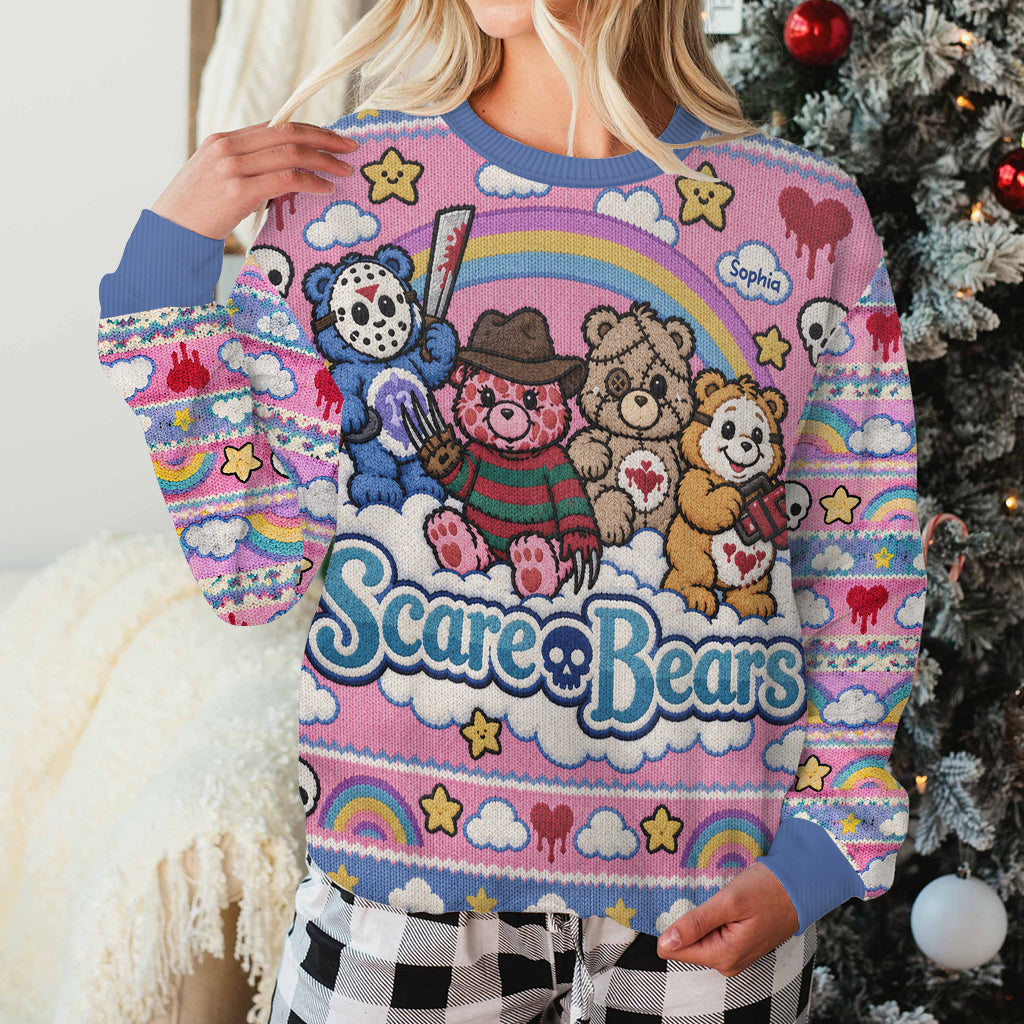 Scare Bears, Horror Characters Fans Gift - Personalized Horror Character Ugly Sweater