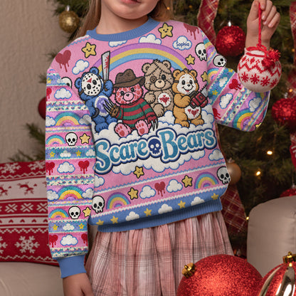 Scare Bears, Horror Characters Fans Gift - Personalized Horror Character Ugly Sweater