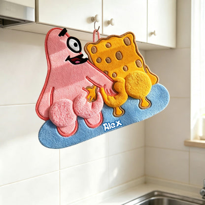 Funny Duo - Personalized Yellow sponge Hand Towel