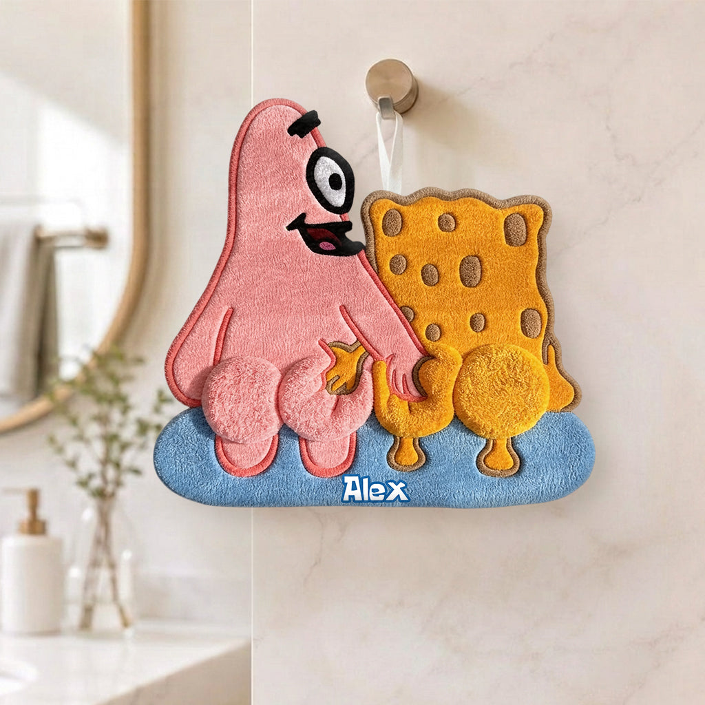 Funny Duo - Personalized Yellow sponge Hand Towel