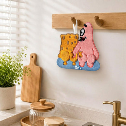 Funny Duo - Personalized Yellow sponge Hand Towel