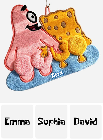 Funny Duo - Personalized Yellow sponge Hand Towel