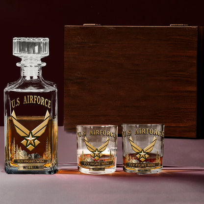 Fly-Fight-Win - Personalized Veteran Whiskey Decanter Set