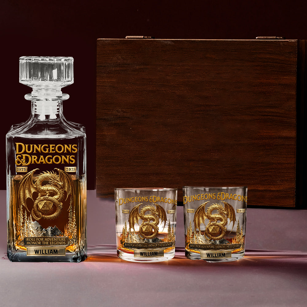 Roll For Adventure - Personalized DD Lover Whiskey Decanter Set