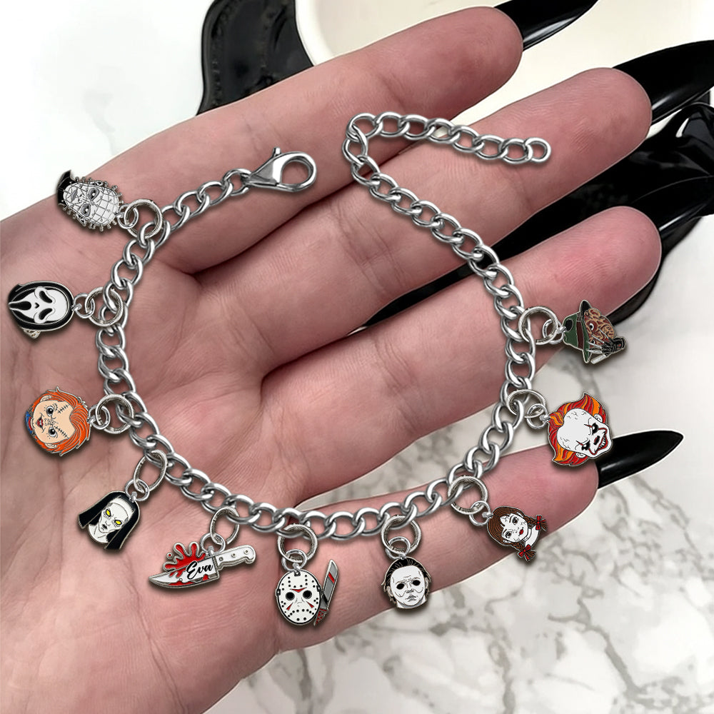 Horror On The Wrist - Personalized Horror Character Bracelet With Charms