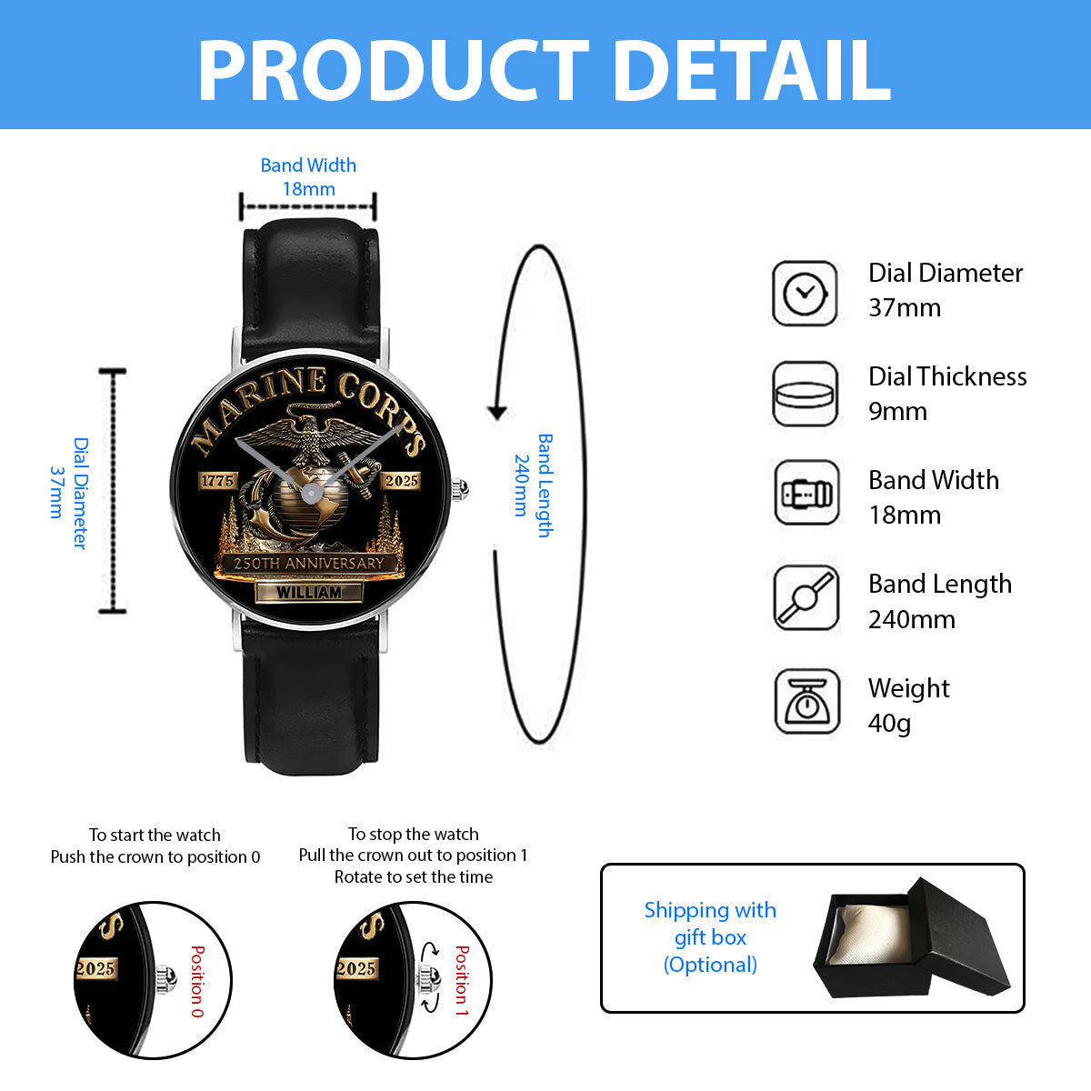 250th Anniversary - Personalized Veteran Hand Watch