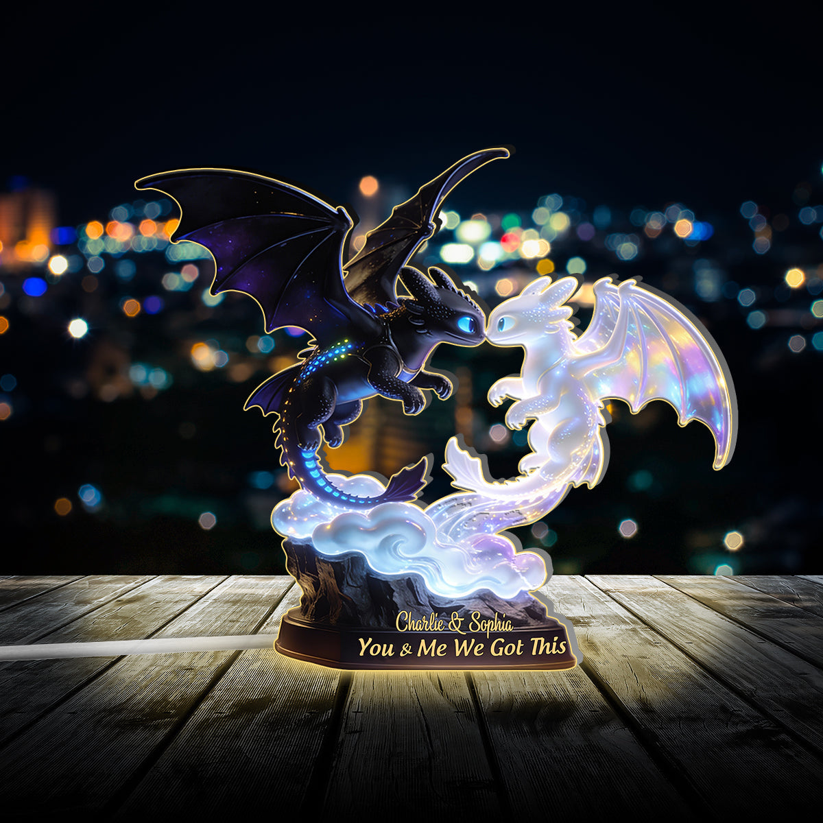 You & Me We Got This - Personalized Dragon Trainer Acrylic LED Night Light