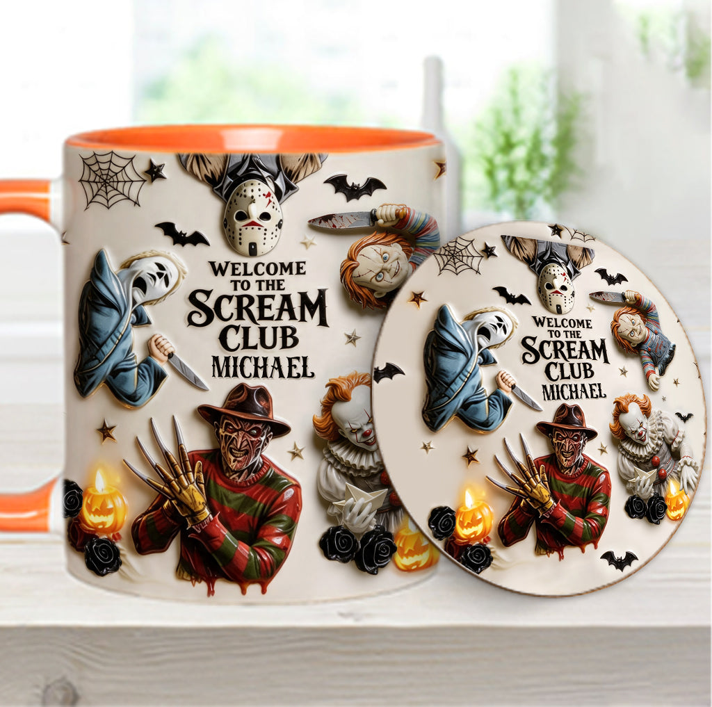 Welcome To The Scream Club - Personalized Horror Character Accent Mug & Coaster