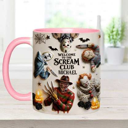 Welcome To The Scream Club - Personalized Horror Character Accent Mug & Coaster